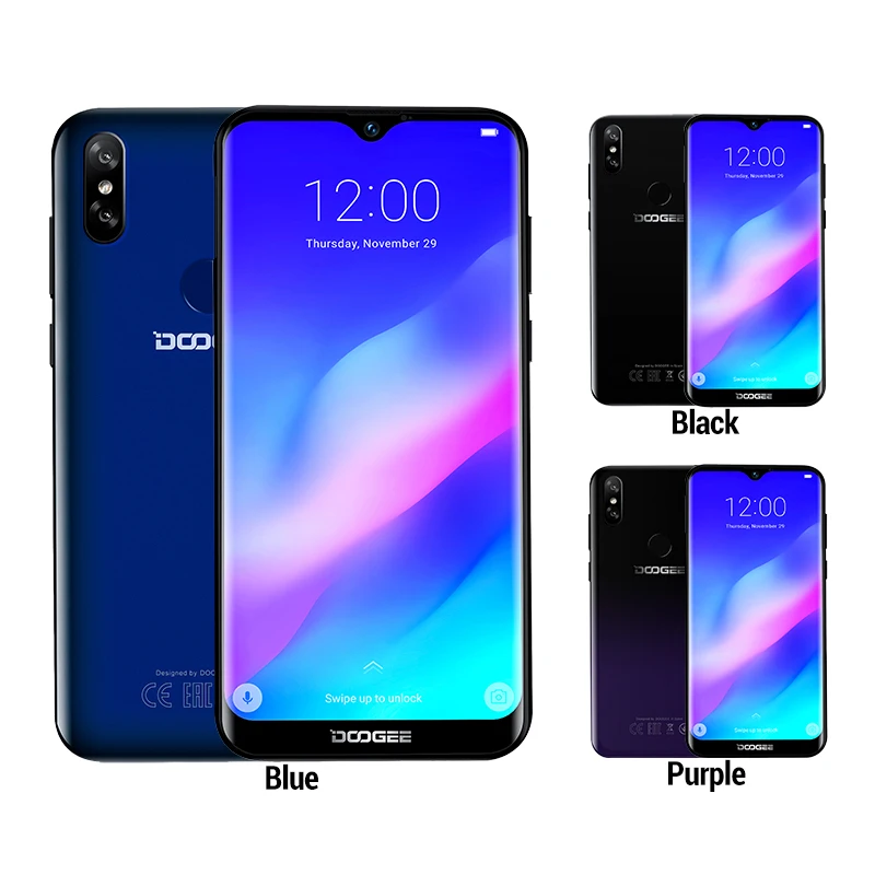  DOOGEE Y8 Plus Smartphone Android 9.0 MTK6761 3GB RAM 32GB ROM FDD LTE 6.21inch 19:9 Waterdrop Scre