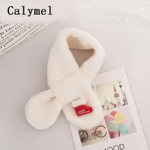 Calymel Универсальный Зимний теплый шарф с рисунком для мальчиков и девочек Детский плюшевый Имитация Шарф из кроличьего меха Рождественский подарок