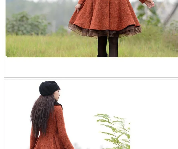 New Autumn Winter Vintage Women Overcoat Elegant Faux Fur Turn Down Collar Single Breasted Long Sleeve Woolen Jacket Coat Slim