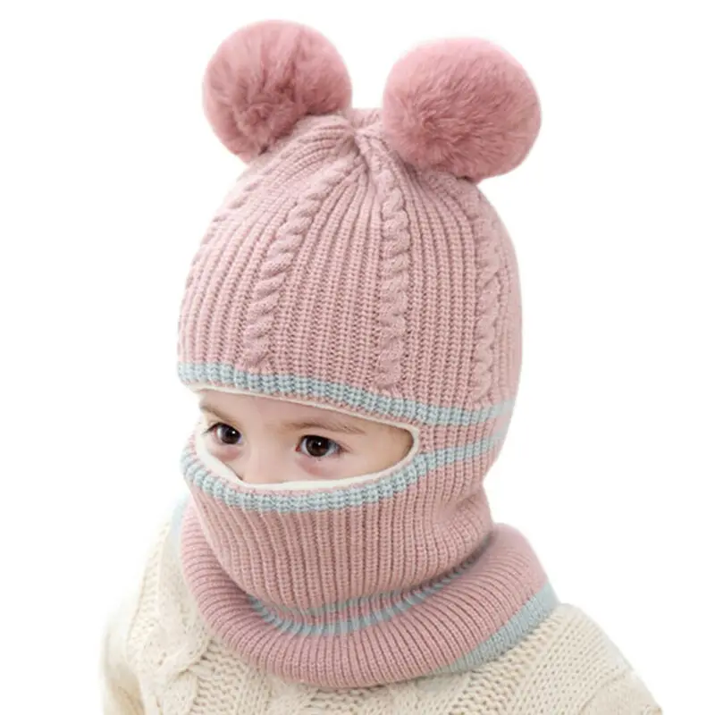 Новая детская зимняя теплая шапочка с мордой обезьянки шапка с наушниками вязаная шапка для девочек и мальчиков