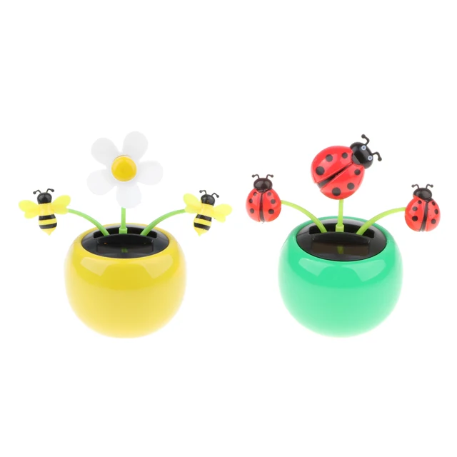 2 PCS Car Solar Dancing Toy, Solar Powered Flowers Animals, Dashboard Decor for Car, Funny Motion Toys, Holiday Birthday Gift 3