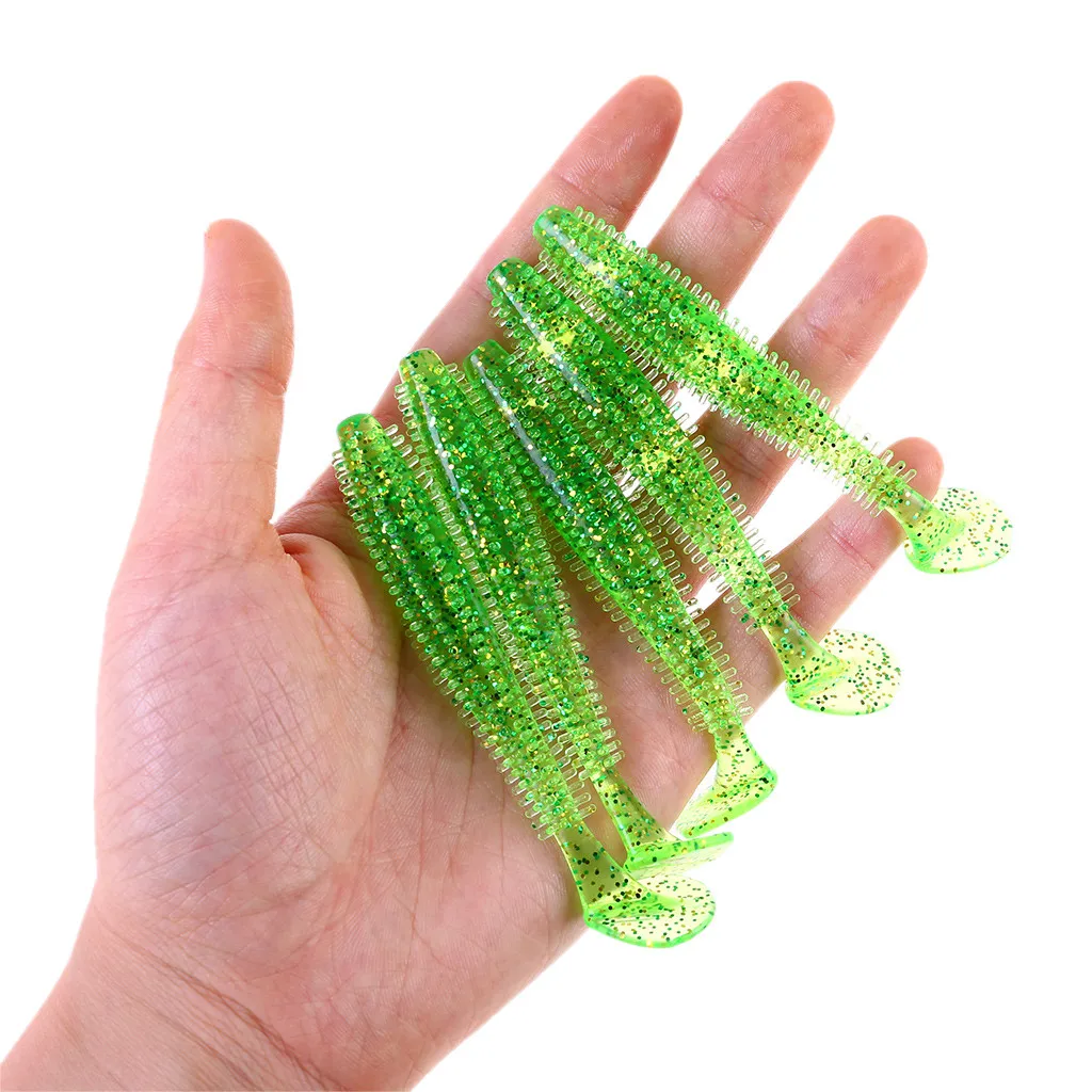 

5pcs Fishing Lure Curly Single-tailed Soft Fishing Lures Polychromatic Grub Bionic Baits Tool #D7