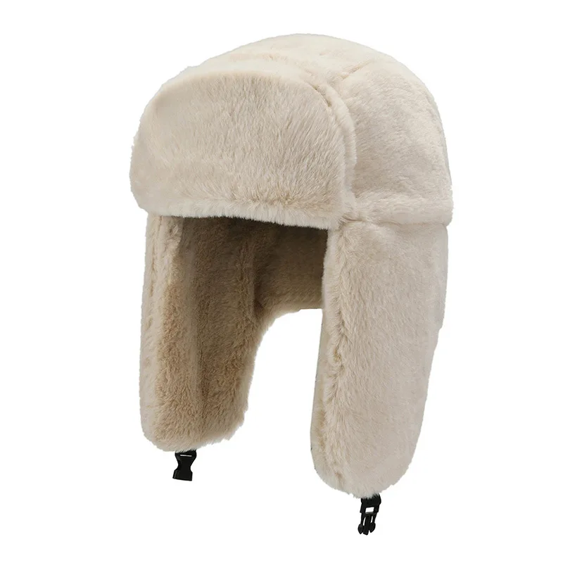 Fashion Bomber Hats Faux Fur Warm Thicken Earflap Caps Autumn Winter Ear Protect Russian Ski Hat Men Women Trapper Trooper Hats sheepskin bomber hat