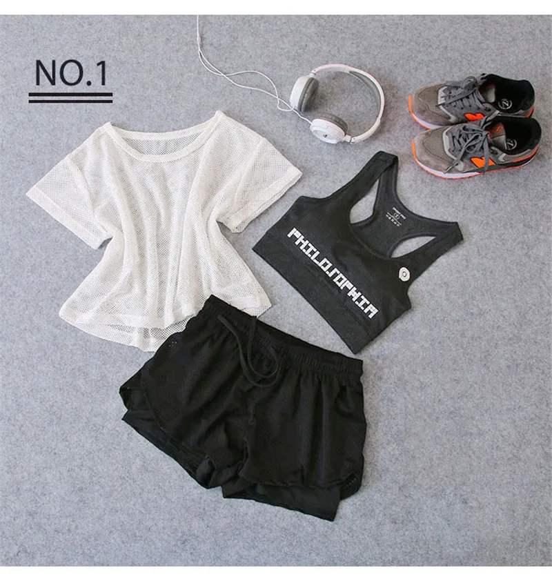 Комплект из 3 предметов, Женский костюм для йоги, одежда для фитнеса, спортивная одежда для женщин, спортивная одежда, спортивный бюстгальтер для бега, топ, костюм для йоги