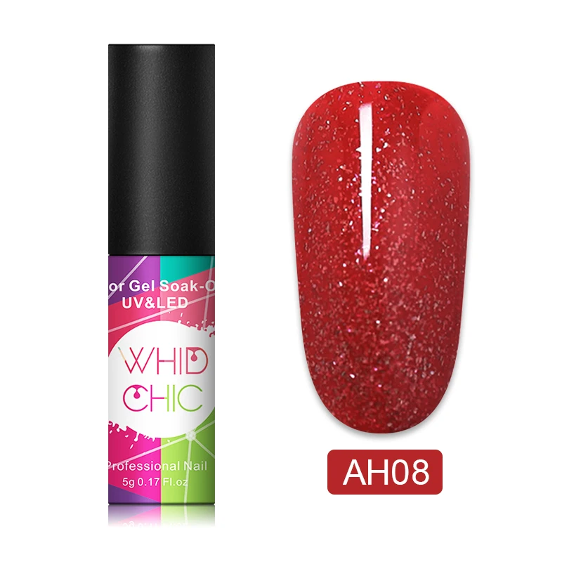WHID CHIC 1 бутылка 5 мл УФ-гель для ногтей осенняя и зимняя серия розовый зеленый цветной долговечный гель лак для ногтей - Цвет: AH08