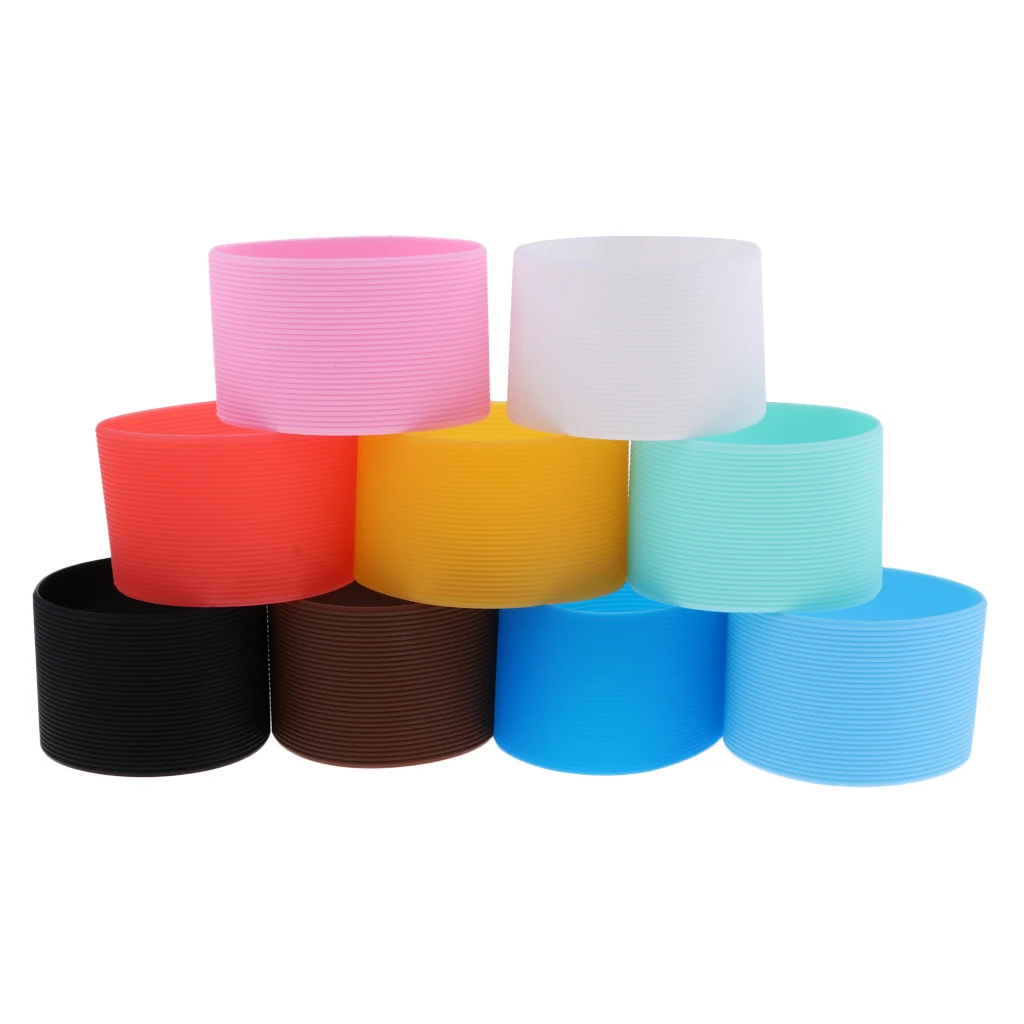 

9Pcs Outdoor Silicone Round Non-slip Water Bottle Mug Cup Sleeve Cover Lightweight Durable