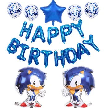 

The Hedgehog Sonic Theme Foil Balloons Set Happy Birthday Party Inflatable Balloons Birthday Party Decorations Kids Balloon