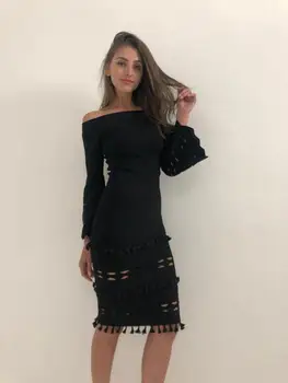 

2020 New Slash Neck Women Top Flare Sleeve Sexy Hollow Out Outfit Celebrity Nightclub Party Autumn Bandage Tops Clothes