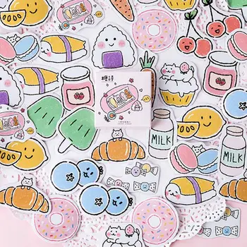 

45 Pc/box Snacks Pocket Stickers Cartoon Adhesive Paper Sticker Diy Handmade Gift Card Photo Album Scrapbook Decoration Sticker