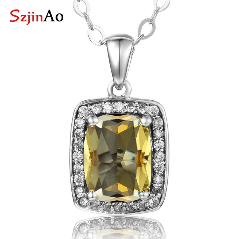 

Szjinao Austrian Aquamarine Pendant Stone Fashion Real 925 Sterling-Silver-Jewelry Statement necklaces & pendants for Women
