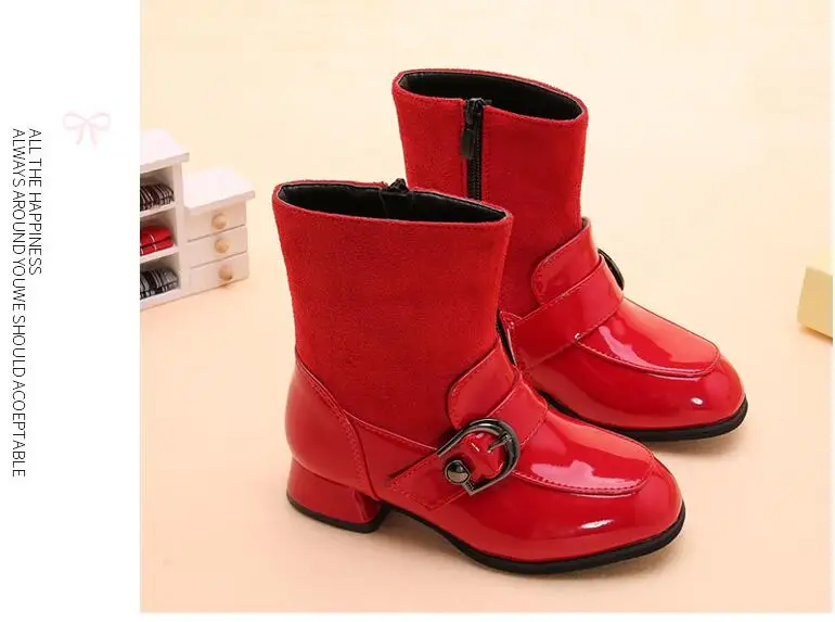 Girls Boots Solid High Heels Kids Boots For Girls Children Party Princess Winter Shoes Boot Girl Size 27-37