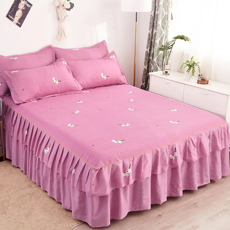 Bed cover with skirt Simmons чехол для матраса юбка алоэ-как хлопок двойной кровати юбка корейский стиль простыни гофрированные кровать юбка комплект Матрас протектор - Цвет: Bed cover with skirt