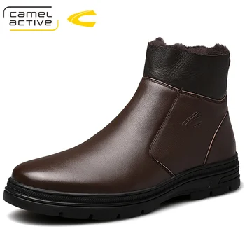 

2020 new arrivals high quality Men brown Genuine leather Martins Boots Platform Shoes Wool Winter Warm high top tooling Boots