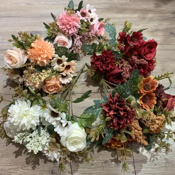 

1pc Fake Flower Artificial Flowers Rose Lavender Hydrangea Home Bouquet Wedding Decoration Fall Hybrid Silk Daisy For Party R5M3