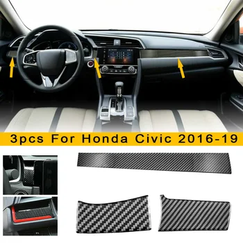 

Carbon Fiber Center Dashboard Console Cover Trim Sticker For Honda Civic 2016-19
