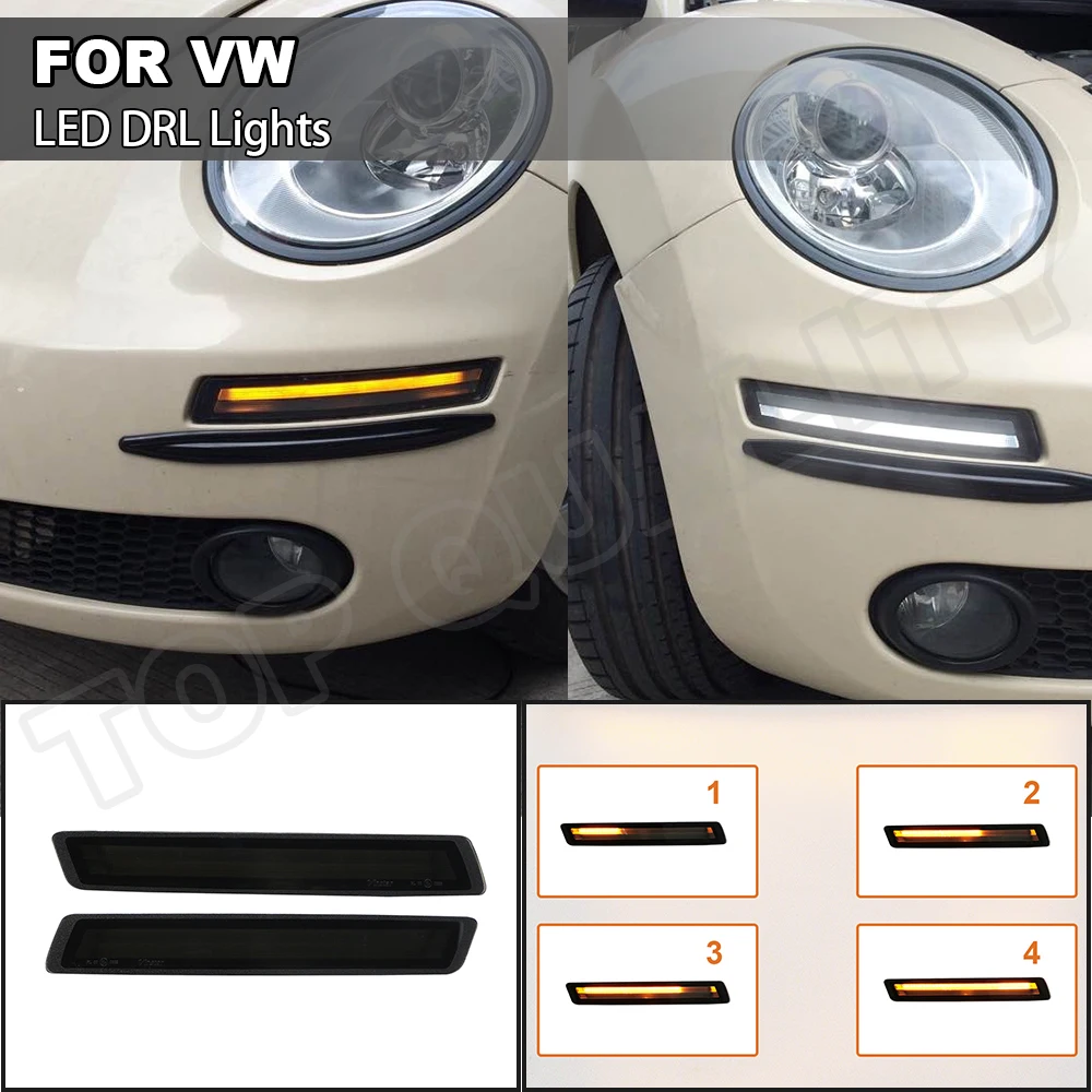 Dynamic Sequential White/Amber LED DRL Daytime Running Lights and Turn Signal Bar for Volkswagen Touareg Transporter models