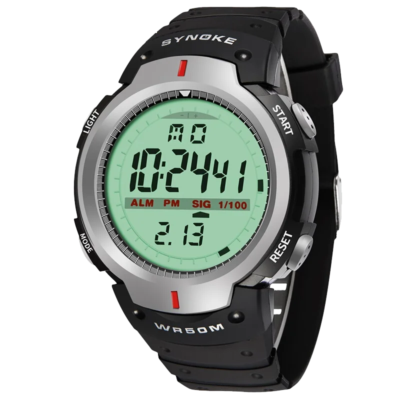 SYNOKE военные мужские наручные часы для спорта на открытом воздухе светодиодный электронные часы модные цифровые наручные часы будильник водонепроницаемые часы