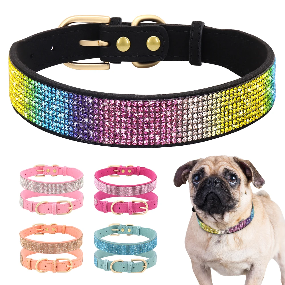 Mejor precio Collar de estrás para perro de ante suave, Collar para cachorro de gato, perros pequeños, medianos, gatos, Chihuahua, Yorkshire, color rosa AjXNea7jzDw