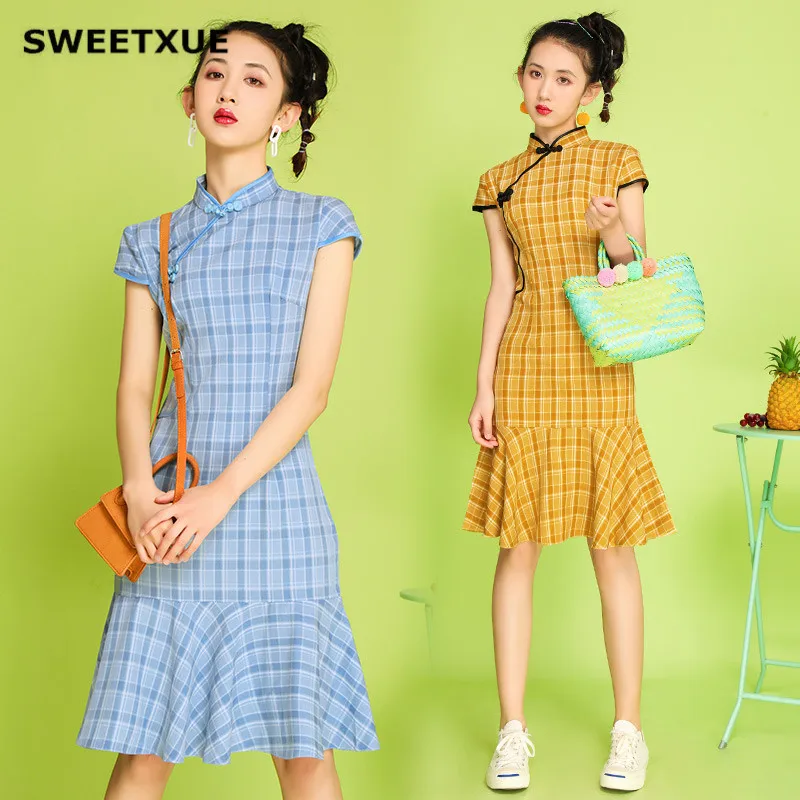 Женское платье Ципао в китайском стиле SWEETXUE модное виде рыбьего хвоста