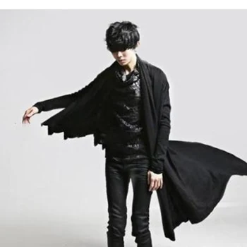 

S-4XL Korean hair stylist tide male autumn and winter non-mainstream personality cardigan shirt shawl cape long assassin coat