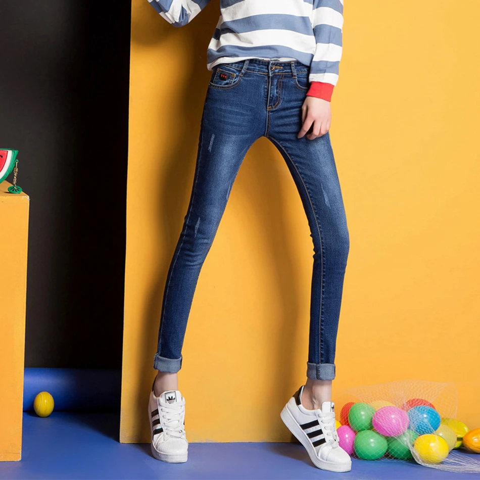 AudWhale Skinny Women's Jeans Elastic Waist Slim Push Up Ladies Jeans Femme Tall Women Cotton Denim Pants Jeans