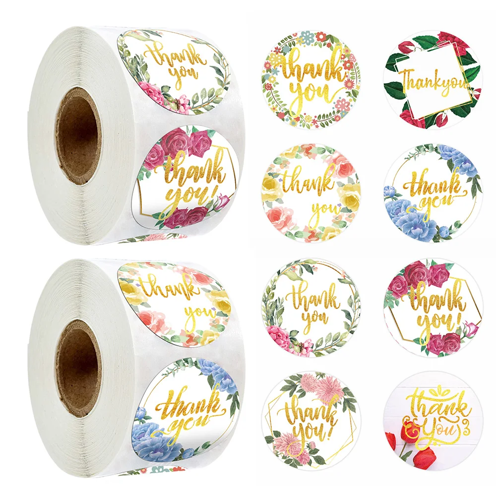 

500pcs/roll Gold Thank You Sticker Seal Labels for Support Small Business Handmade Labels Stationery Sticker Package Decoration