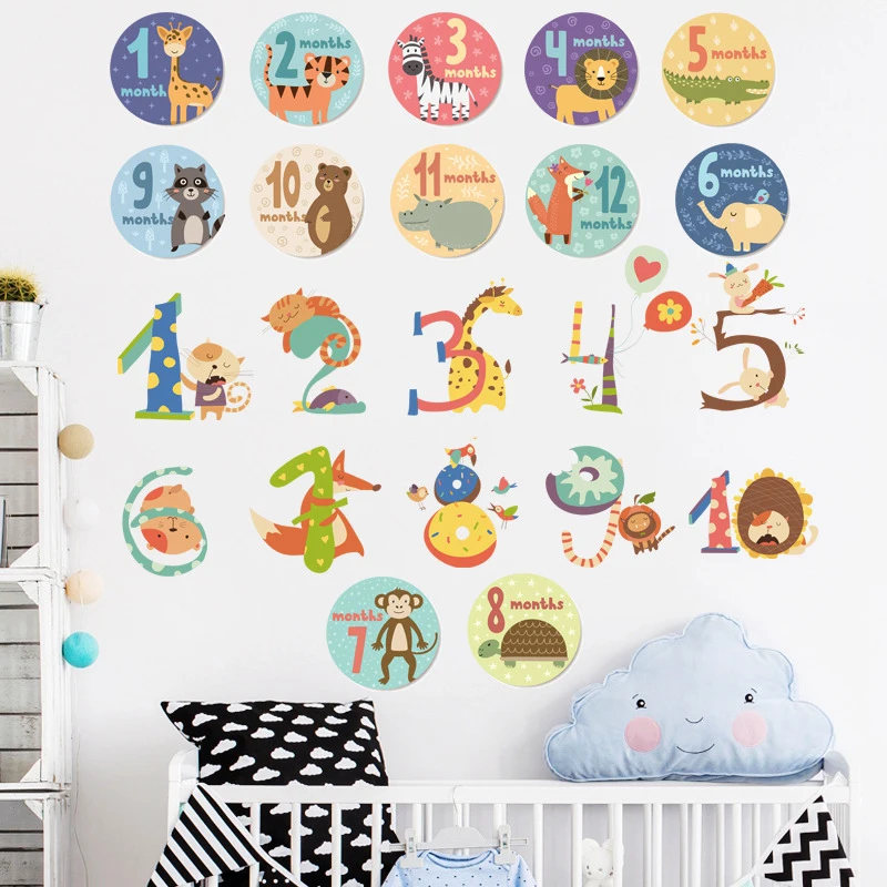 

Cartoon Digital Monster Wall Stickers for Kids Rooms Kindergarten Decoration Removable PVC Vinyl Robot Animals Decals Wall Decor