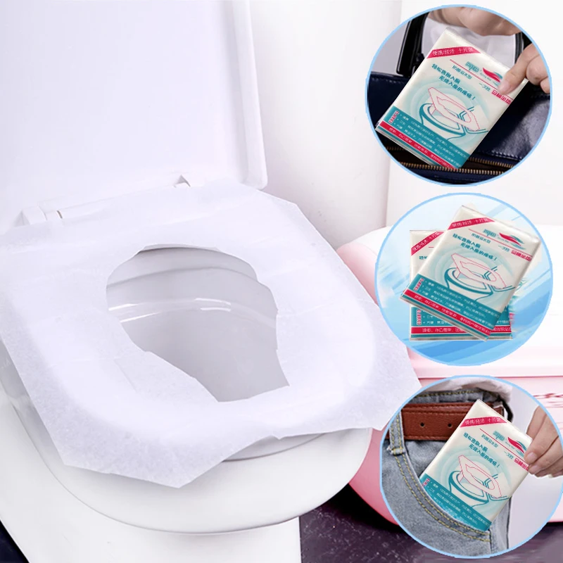 

10Pcs/Pack Disposable Toilet Seat Waterproof Safety Toilet Cover Mat Toilet Paper Pad For Travel Camping Bathroom Accessiories