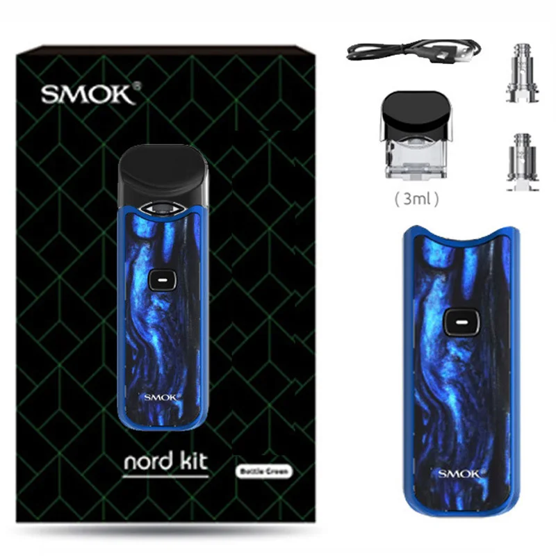 blue black resin Smok Nord Pod vape комплект с аккумулятором 1100 мАч 3 мл картридж сетка спиральная электронная сигарета Vape pod Kit vs SMOK novo - Цвет: blue black resin