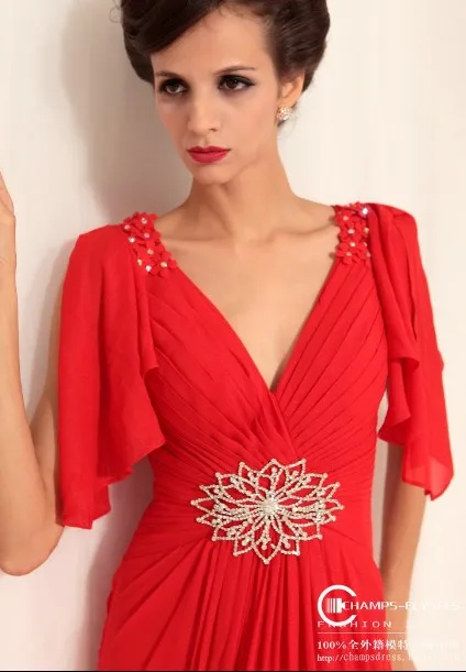 Новая мода vestidos de festa красные длинные кристаллическая крышка; Свободный рукав; официальное вечерние элегантное вечернее платье для матери невесты