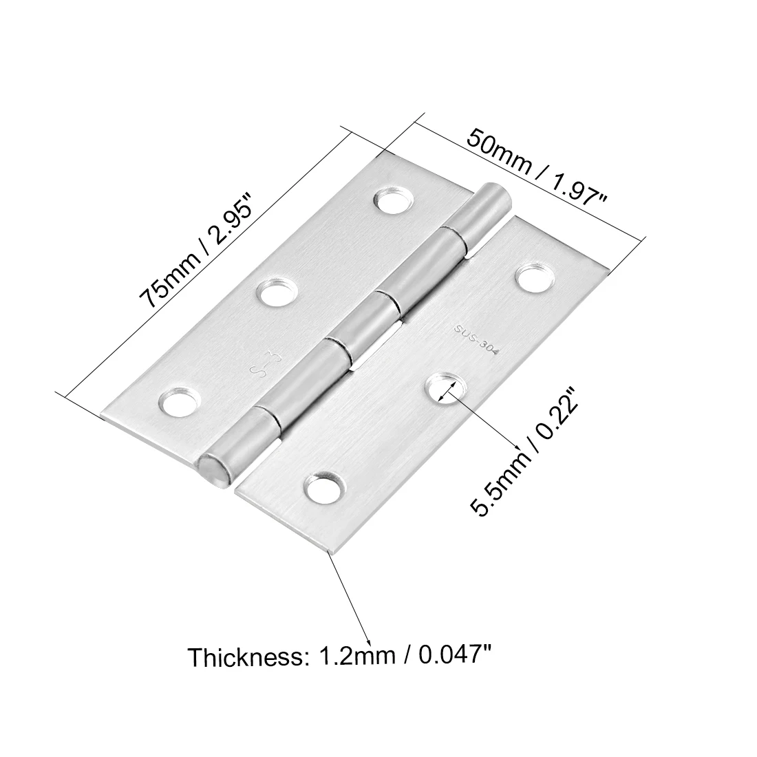 uxcell 2.95inch Hinge Silver Door Cabinet Hinges Fittings Brushed Chrome Plain 8pcs