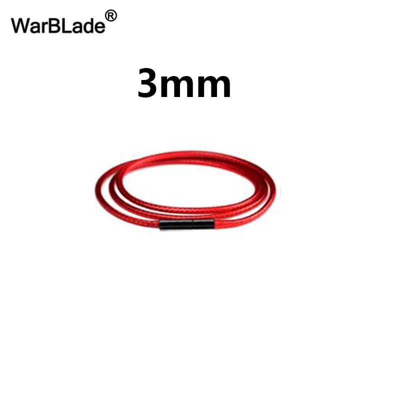 Red 3mm Черный шнур для ожерелья, кожаный шнур, восковая веревка, 1 мм, 1,5 мм, 2 мм, 3 мм, цепочка с застежкой из нержавеющей стали для мужчин и женщин, сделай сам, изготовление ожерелья - Цвет: Red 3mm