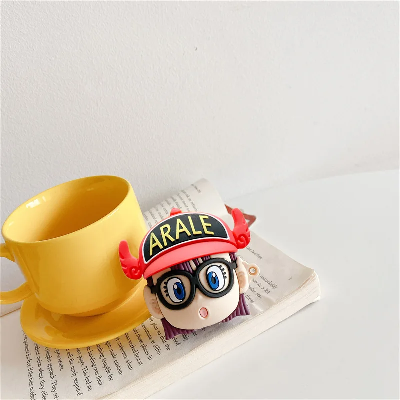 3D мультфильм прекрасный Arale наушники чехол s для AirPods 1 2 Bluetooth гарнитура зарядная Коробка Чехол для наушников силиконовый чехол с крючком