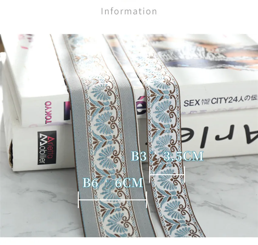 QGVLish 10M/Lot 6cm Wide Jacquard Ribbon Belt DIY Sewing Sofa Costumes Curtain Trims Embroidery Lace Trim Material Home Decor