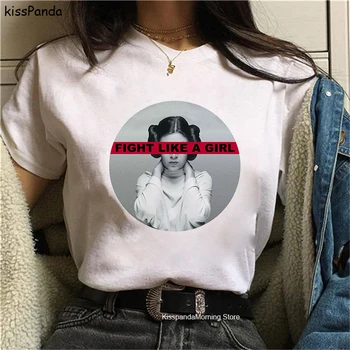 

Leia T Shirt Fight Like A Girl Print Feminist T Shirt Women Short Sleeve Round Neck Harajuku Graphic Tees Women 2020 Clothes Top