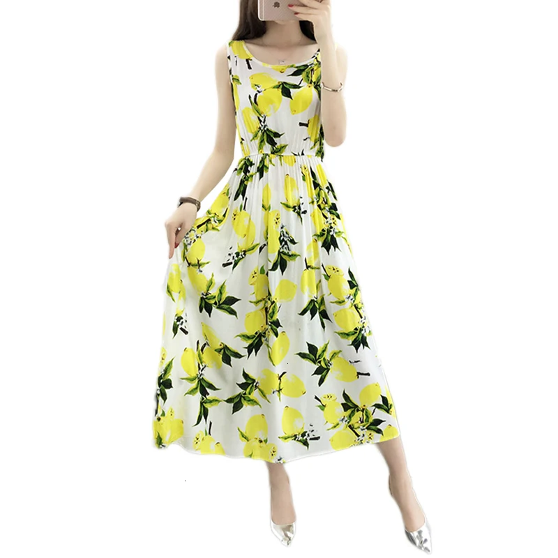 2019 новое летнее платье в богемном стиле без рукавов с круглым вырезом и