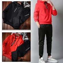 Костюм с капюшоном, два предмета, футбольный спортивный костюм с капюшоном, комплект, спортивные мужские костюмы с длинными рукавами, с принтом, для бега, игры, мужские