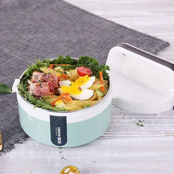 

Double Layer Food Storage Lunch Box for Microwave Heating with Tableware Bento Boxes OCT998