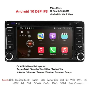

2 din Car Radio GPS Android 10 CAR DVD Player For Toyota RAV4 COROLLA Land cruise 100 200 Camry yaris prado 150Hilux ViosTerios