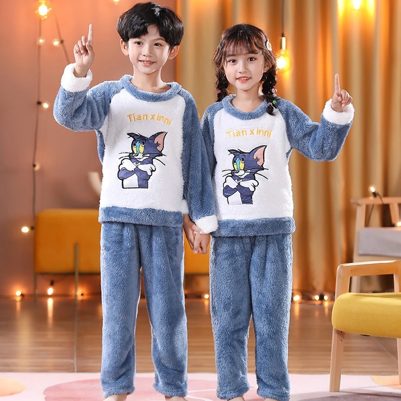 Pyjama Mickey De Dessin Anime Disney Pour Bebe Garcon Et Fille Ensemble De Vetements D Hiver Epais En Flanelle Chaud Costume D Automne Aliexpress