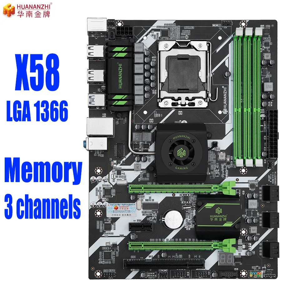 

HUANANZHI X58 LGA 1366 motherboard Memory 3 channels LGA1366 support REG ECC DDR3 and xeon processor USB3.0 AMD RX Series