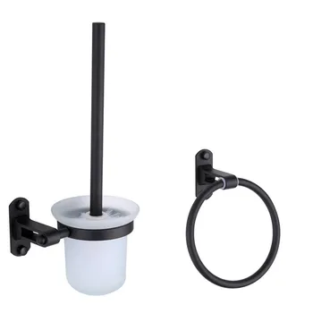 

Space Aluminum Towel Bar Matte Black Bathroom Accessories Toilet Brush Holder Wall Towel Ring, Toilet Roll Paper Holder
