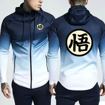 

New Winter Jacket Dragon Ball Z Men Coat Warm Men Zipper Hooded Coat Fleece Man's Jackets Outwear
