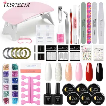 

UV Nail Gel Polish Set Nail Art Tool Set Soak Off Manicuring Tools With UV LED Curing Lamp Base Top Coat All for Manicures