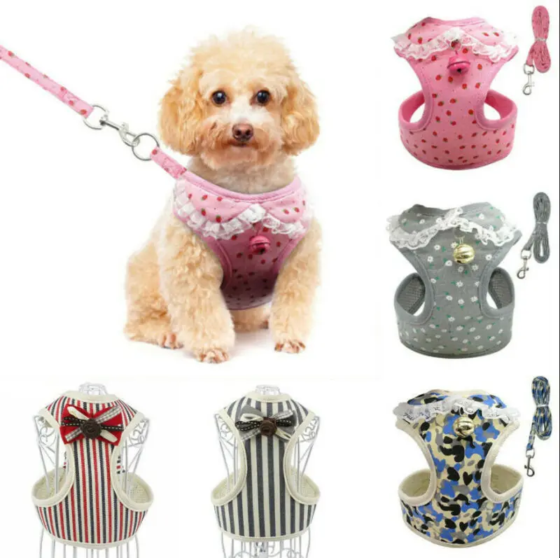 

Breathable Mesh Small Dog Pet Harness and Leash Set Puppy Vest For Dog Cat Hot