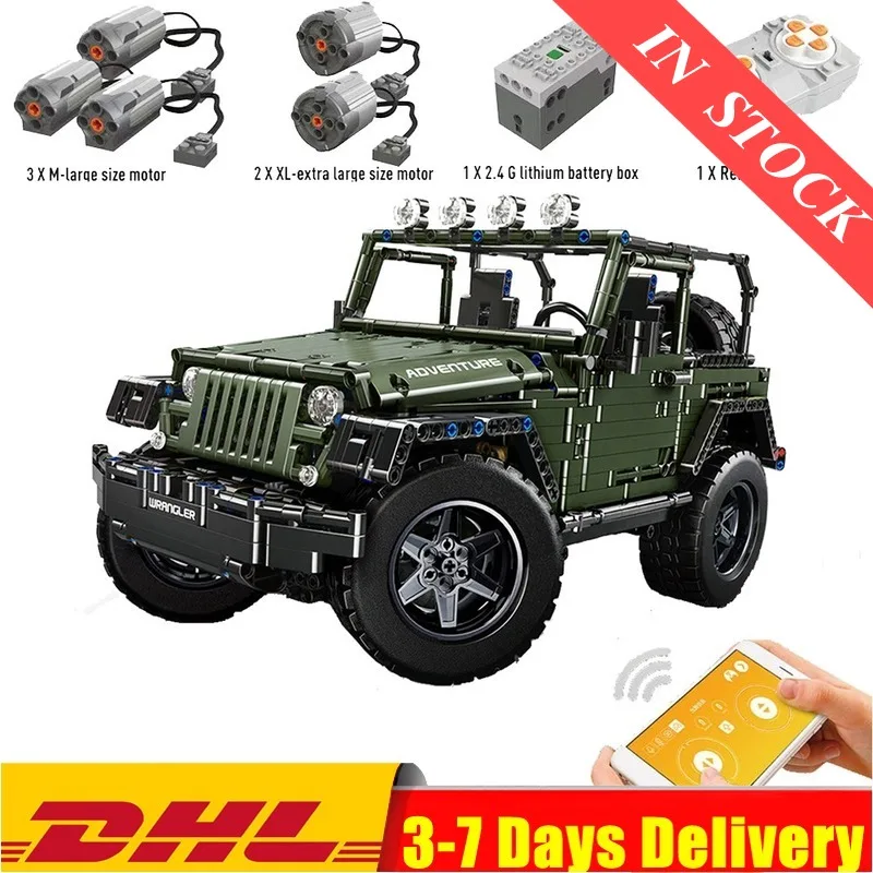 

DHL IN STOCK 13124 2096Pcs Remote Control Jeeped Wrangler Car Technic Adventurer Model Building Blocks Bricks Kids Boy Toys Gift