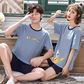 

Pullover Short Sleeve Pants Pajama 6535 Cotton Summer Couples Lovers Jams O-Neck Cozy Boy Girl Sleepwear Nightwear Pyjamas HDE