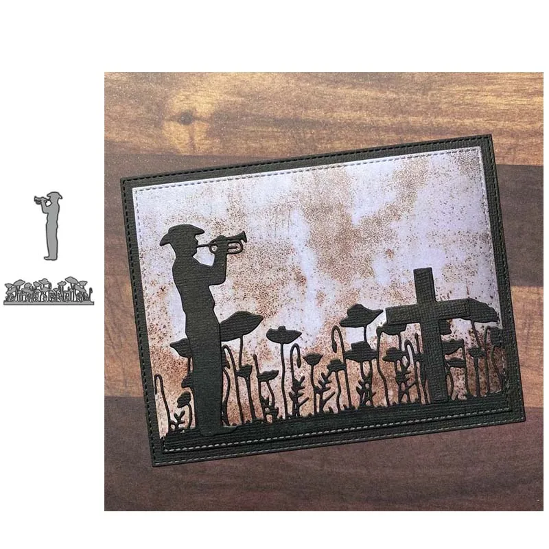

JC Man Play Musical Instrument Flowers Metal Cutting Dies Scrapbook Die Stencil Handmade Paper Card Make Model Craft Decoration