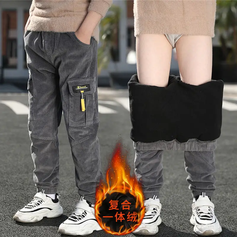 boys pants winter high quality warm velvet winter leggings for boys kids elastic waist fashion pants trousers