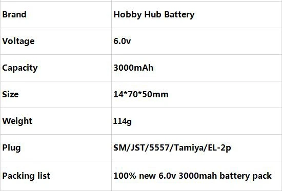 6.0V 3000MAH